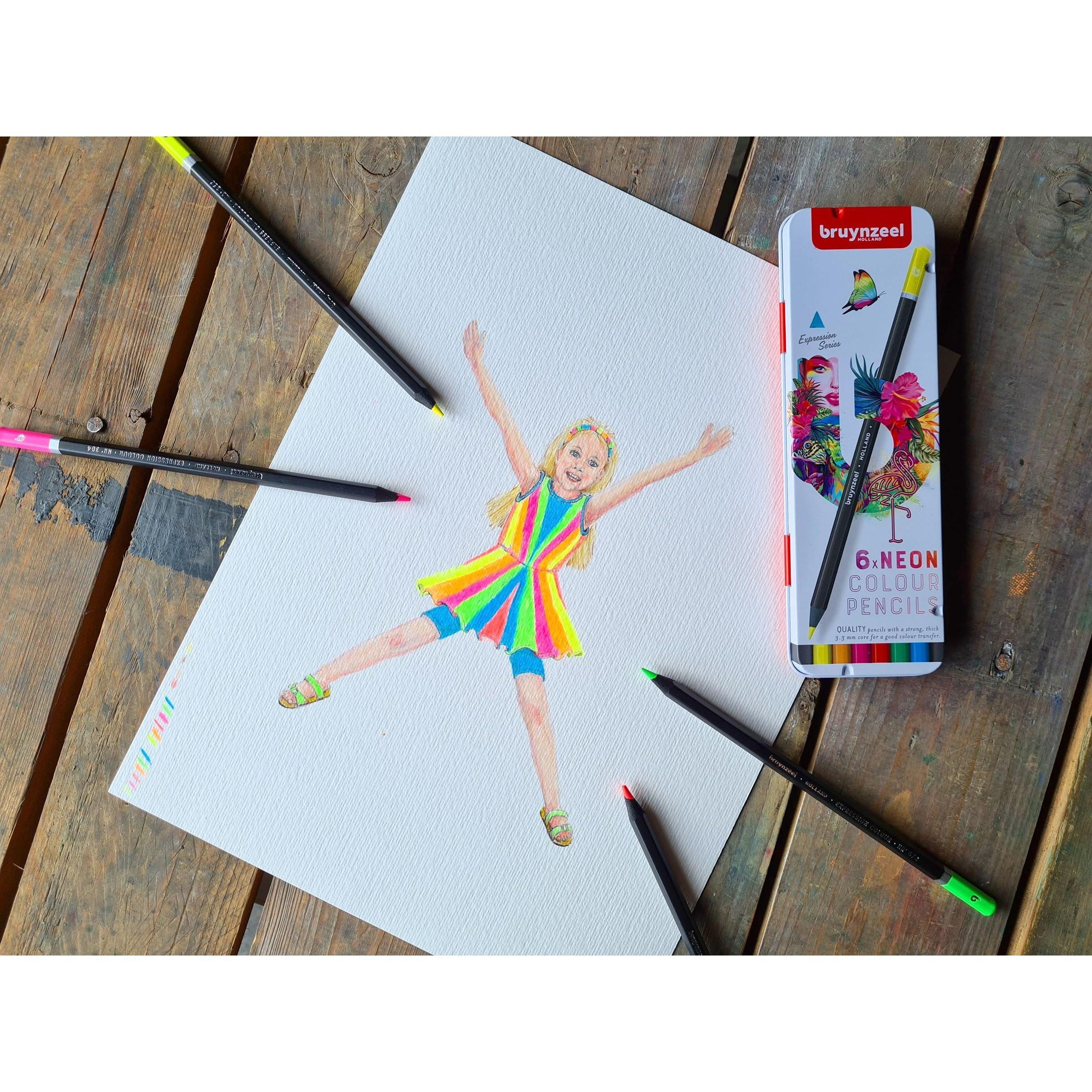 Lápices Expression 6 Colores Neón BRUYNZEEL - Imagen 4