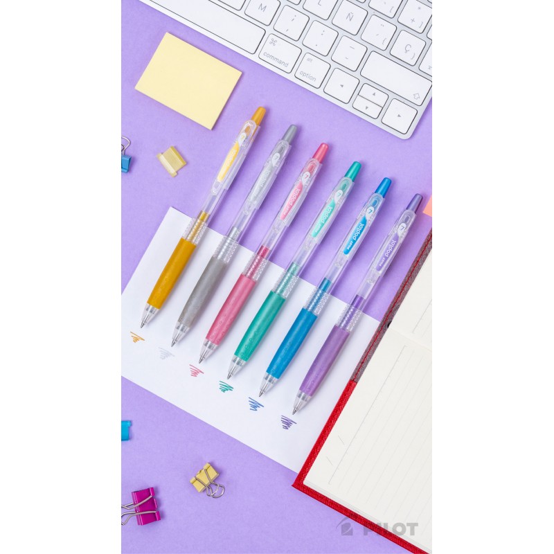 Set Lápiz Gel POPLOL o.7 Metálicos 6u Pilot - Imagen 3