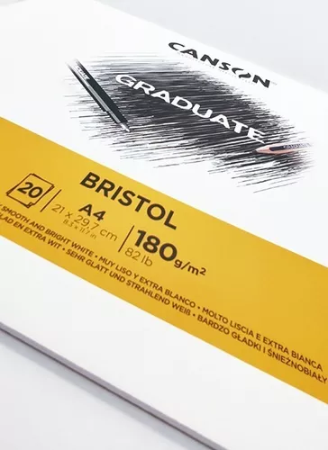 Bloc Bristol Graduate Bristol Encolado 1 Lado Extra Liso Canson 180g/m² A4 - Imagen 3