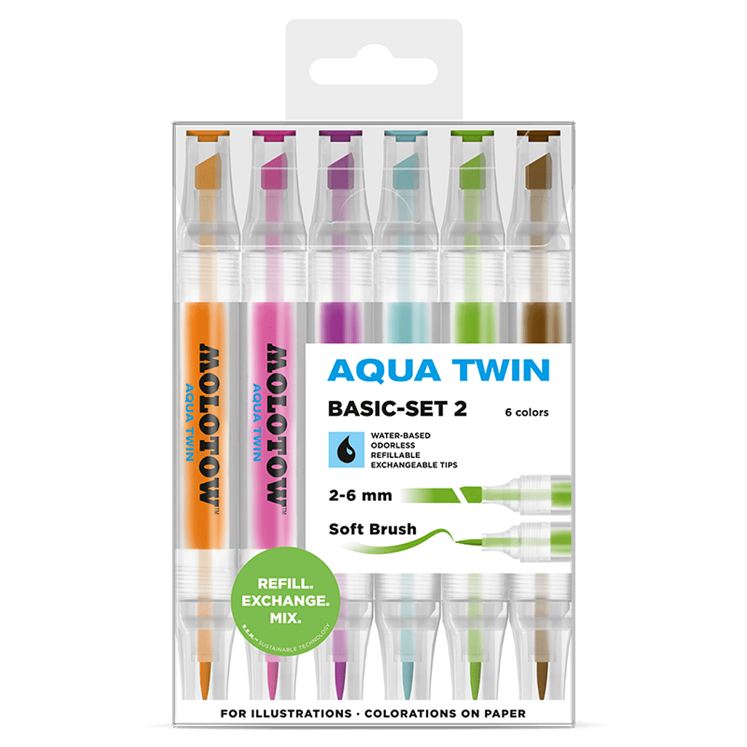 Twinmarker Aqua Twin 1mm/2-6mm Etui Basic-Set 2 6 Stück