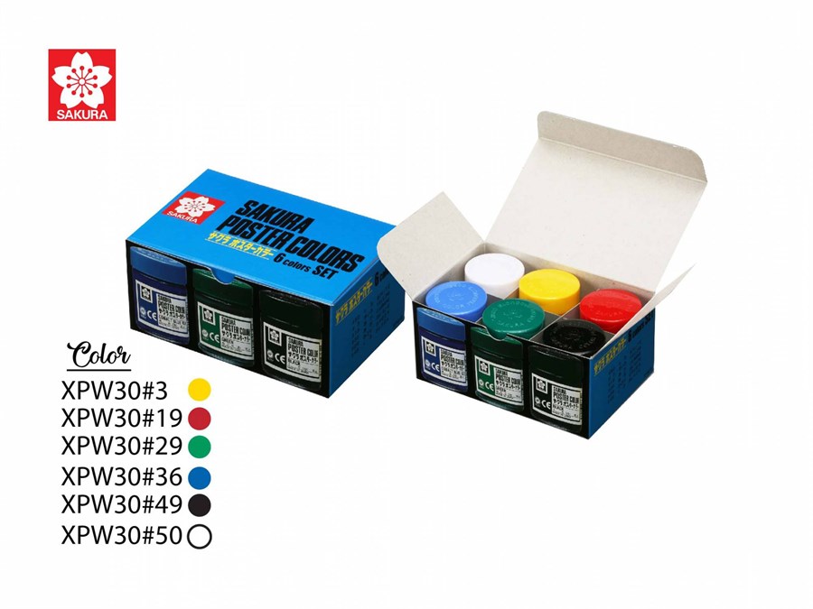 Tempera Profesional Poster Color 30ml Set 6 colores - Imagen 3