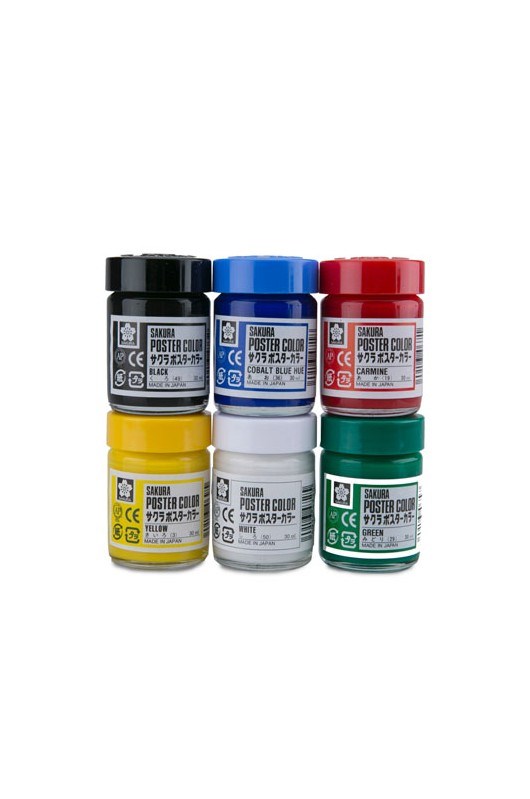 Tempera Profesional Poster Color 30ml Set 6 colores - Imagen 2