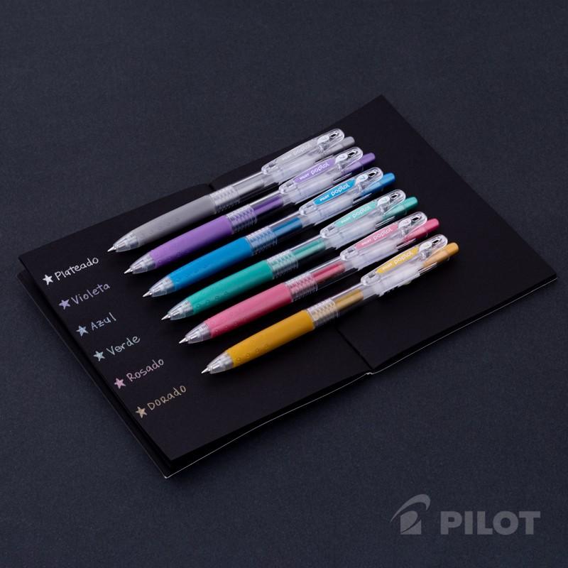 Set Lápiz Gel POPLOL o.7 Metálicos 6u Pilot - Imagen 6