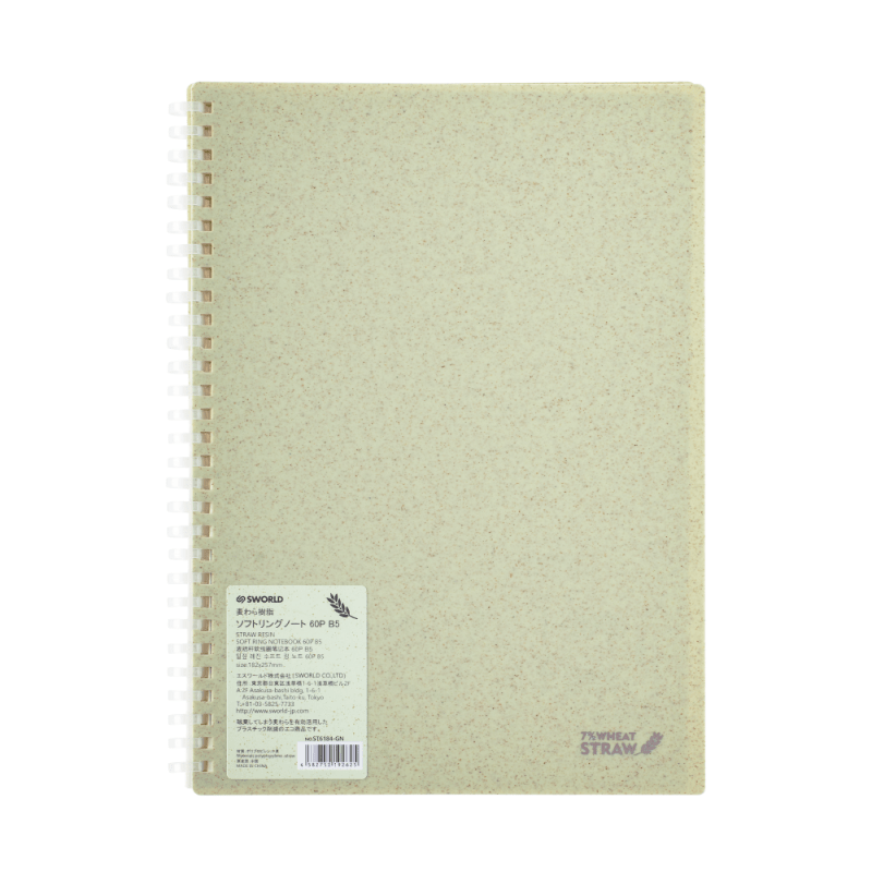 Cuaderno 60 hojas B5 Verde Pastel Anillado Sworld - Imagen 2