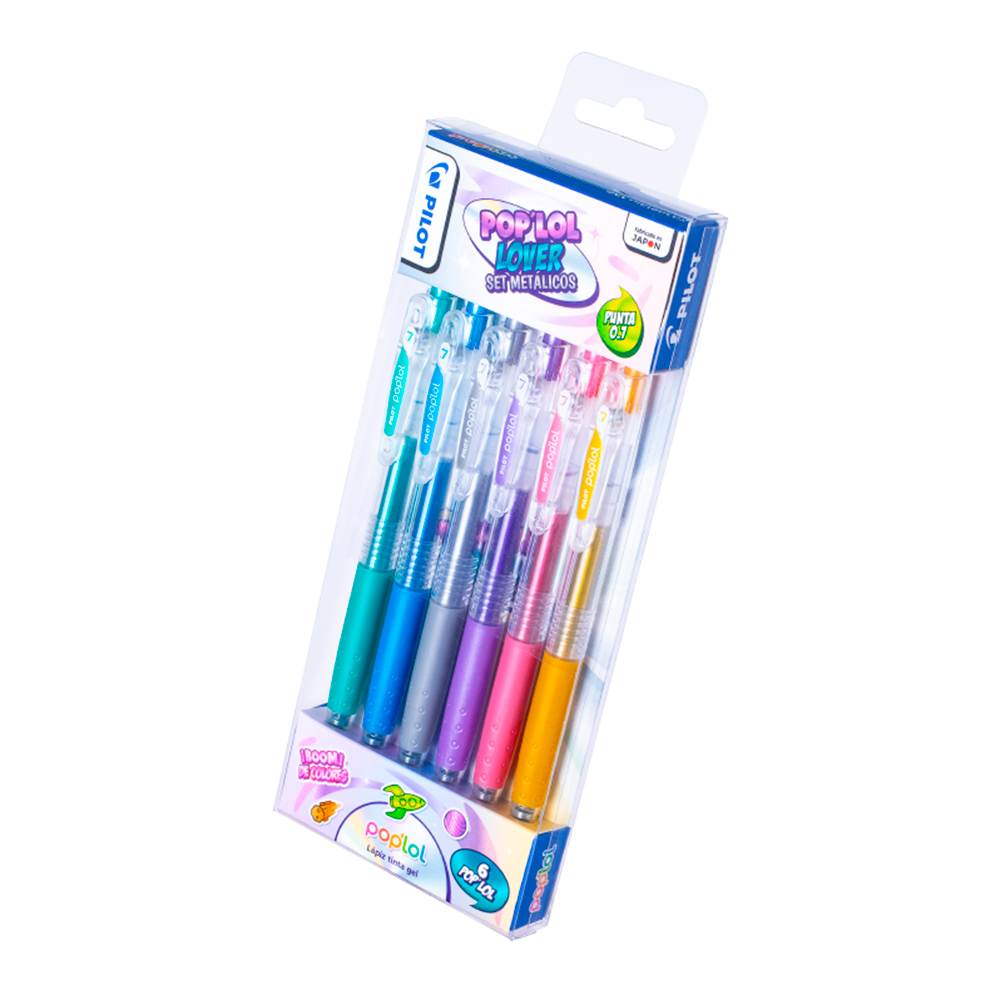 Set Lápiz Gel POPLOL o.7 Metálicos 6u Pilot - Imagen 2