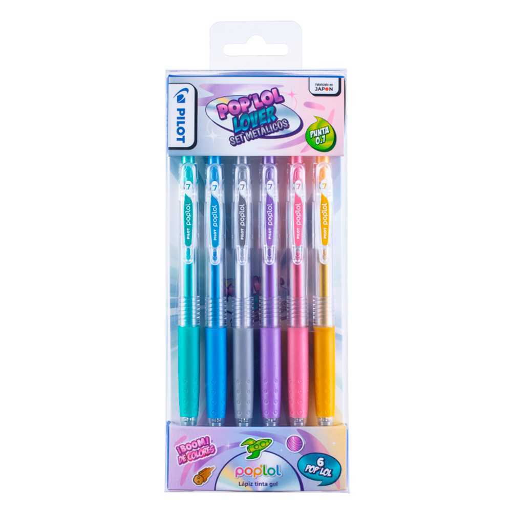 Set Lápiz Gel POPLOL o.7 Metálicos 6u Pilot