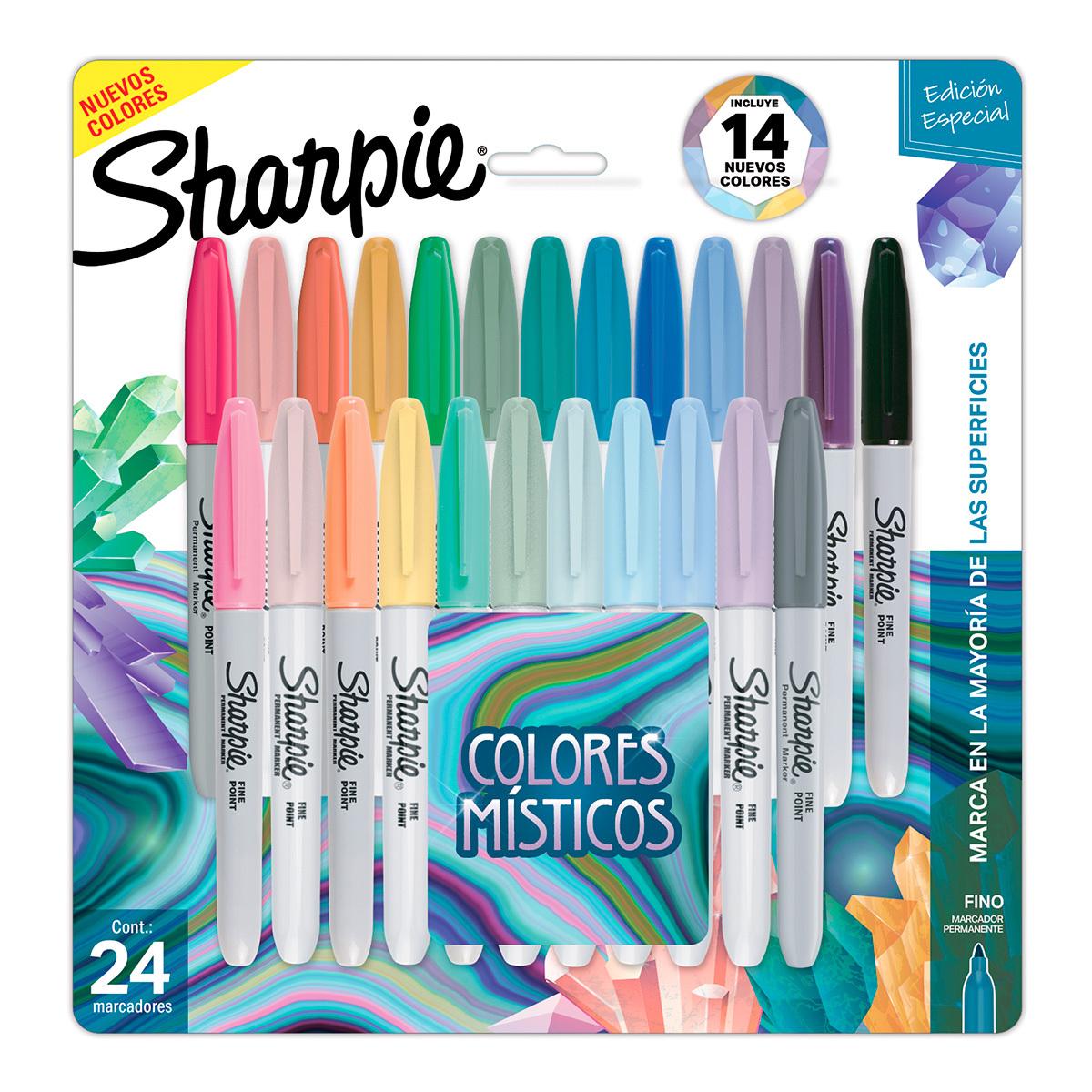 MARCADORES PERMANENTES PUNTA FINA COLECCIÓN MÍSTICO SHARPIE (COLORES, 24 PZS.)